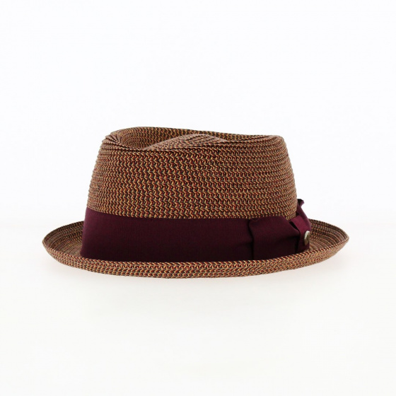 Porkpie Straw Hat Milano Bordeaux - Flechet